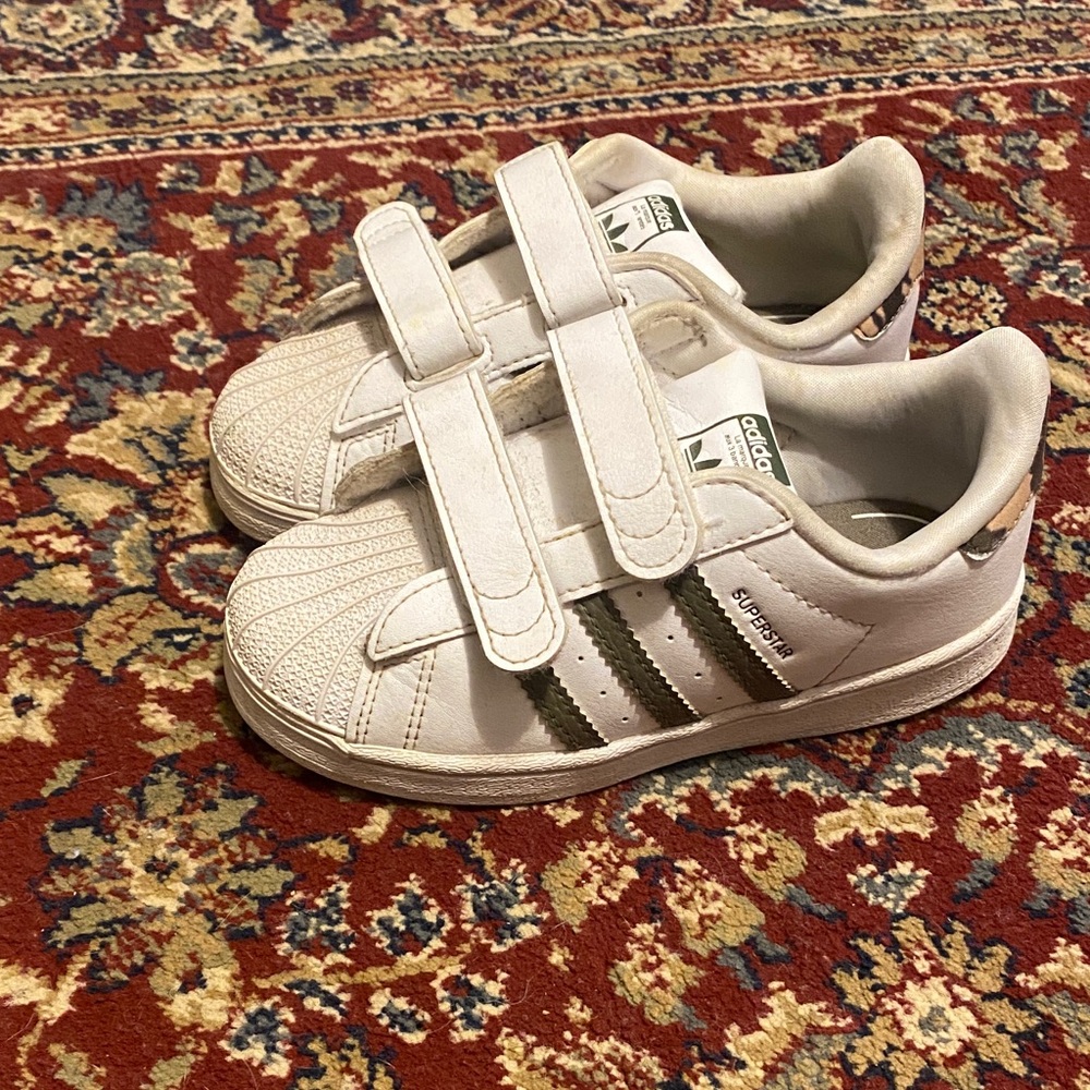 Adidas Kids White and Green Sneakers